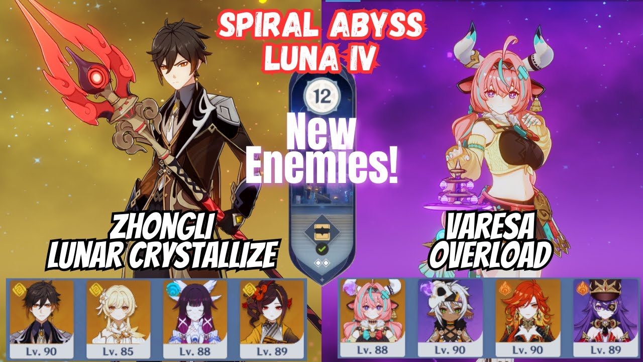 New Abyss! C0 Zhongli Columbina Lunar Crystalize / C0 Varesa Overload Floor 12 Luna IV [原神]