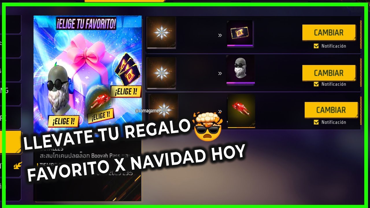 Elige tu REGALO x NAVIDAD FF LATAM Gratis llega elige tu regalo favorito pu&ntilde;os, barba del viejo pase