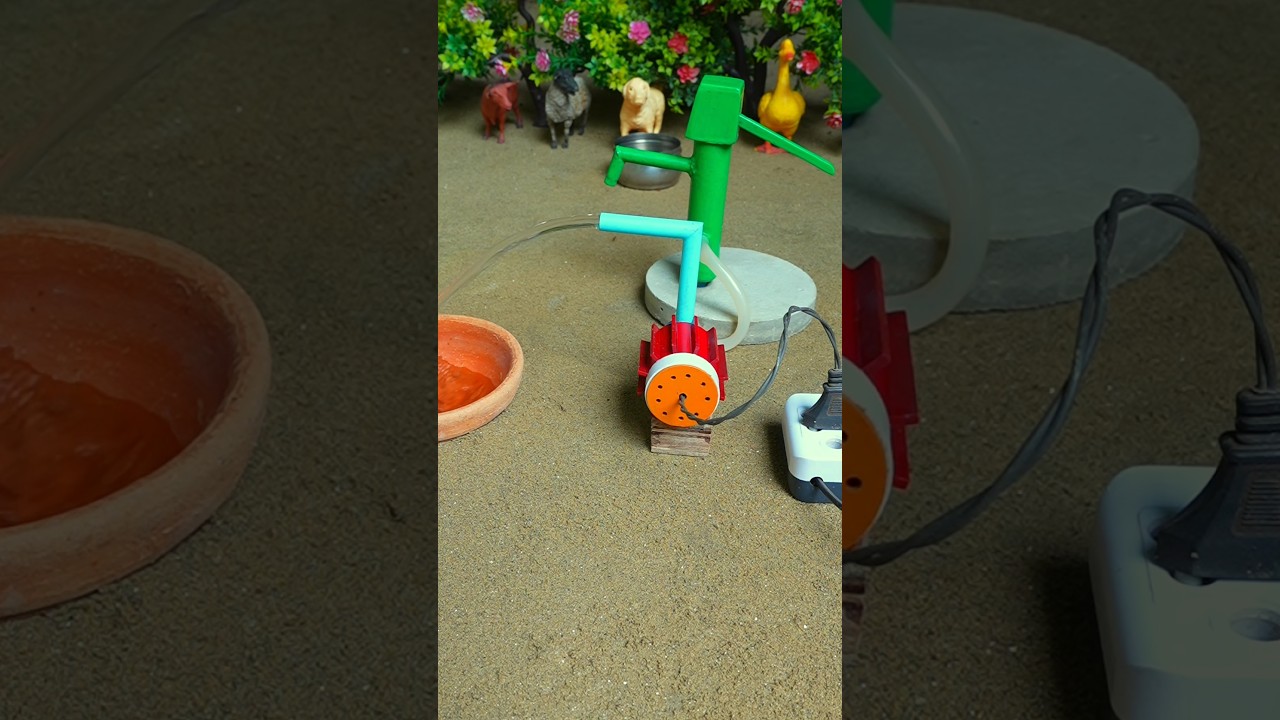 Mini hand pump project water with supply motor drinks cow and farm 