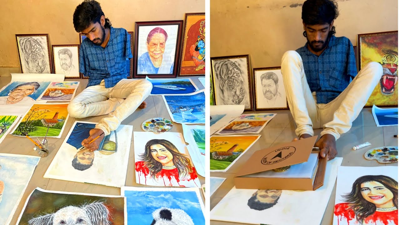 കാലുകൊണ്ട് ചിത്രം വരച്ച് വരയുടെ രാജാവ് ഇനി ഗിന്നസ് ബുക്ക് ഓഫ് റെക്കോർഡിലേക്ക് | Guinness record