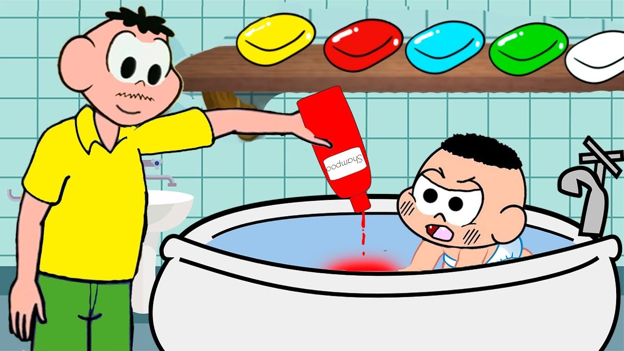 PAI DO CASCÃO DA BANHO COLORIDO NO CASCÃOZINHO BABY