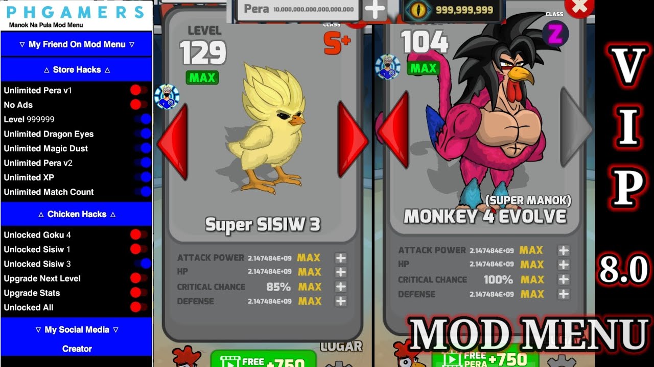 Manok na pula mod menu VIP 8.0 Unlocked all  manok mod unlimited money