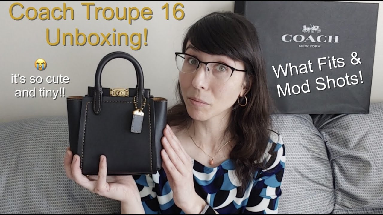 Unboxing the COACH TROUPE 16. (This tiny thing fits a mini pochette!) What fits, mod shots and TBE!!