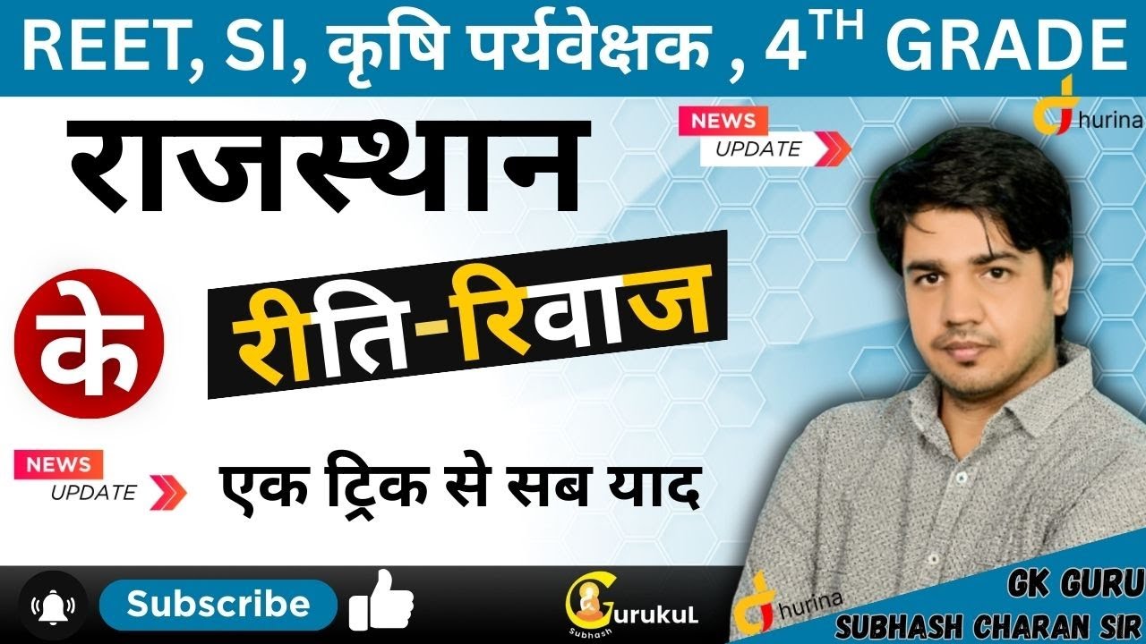 राजस्थान के रीति-रिवाज | अब कभी नहीं भूलोगे | एक ही Trick से सब याद  By GK GURU Subhash Charan Sir