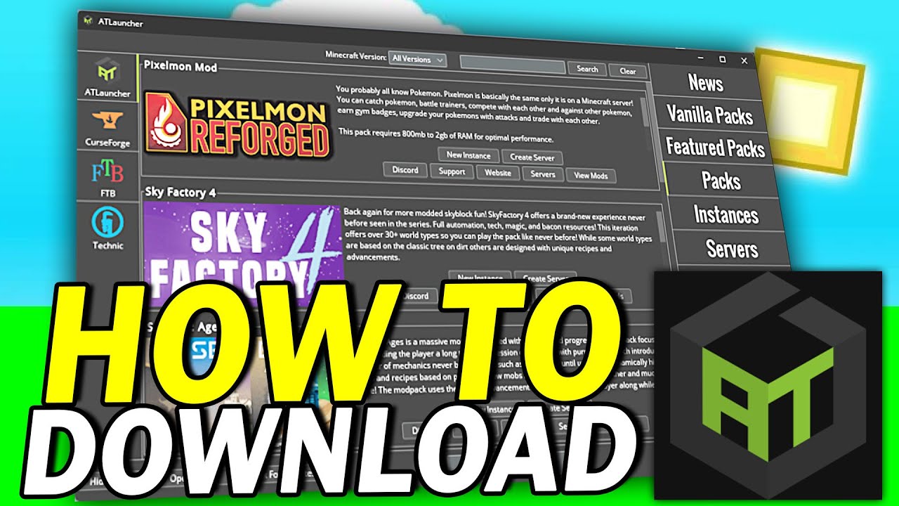 Как использовать ATLauncher и устанавливать Modpacks (руководство)