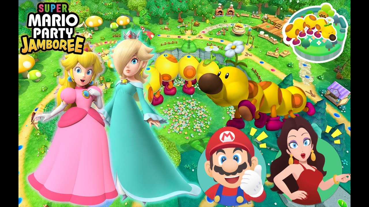 Super Mario Party Jamboree - Peach & Rosalina vs Mario & Pauline - Mega Wiggler's Tree Party