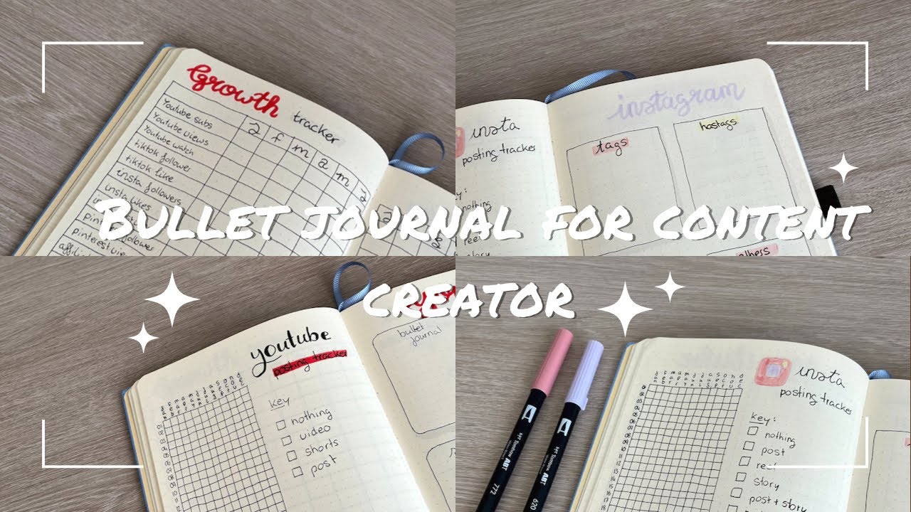 BULLET JOURNAL pages idea for content planning and social media | bujo for content creator!