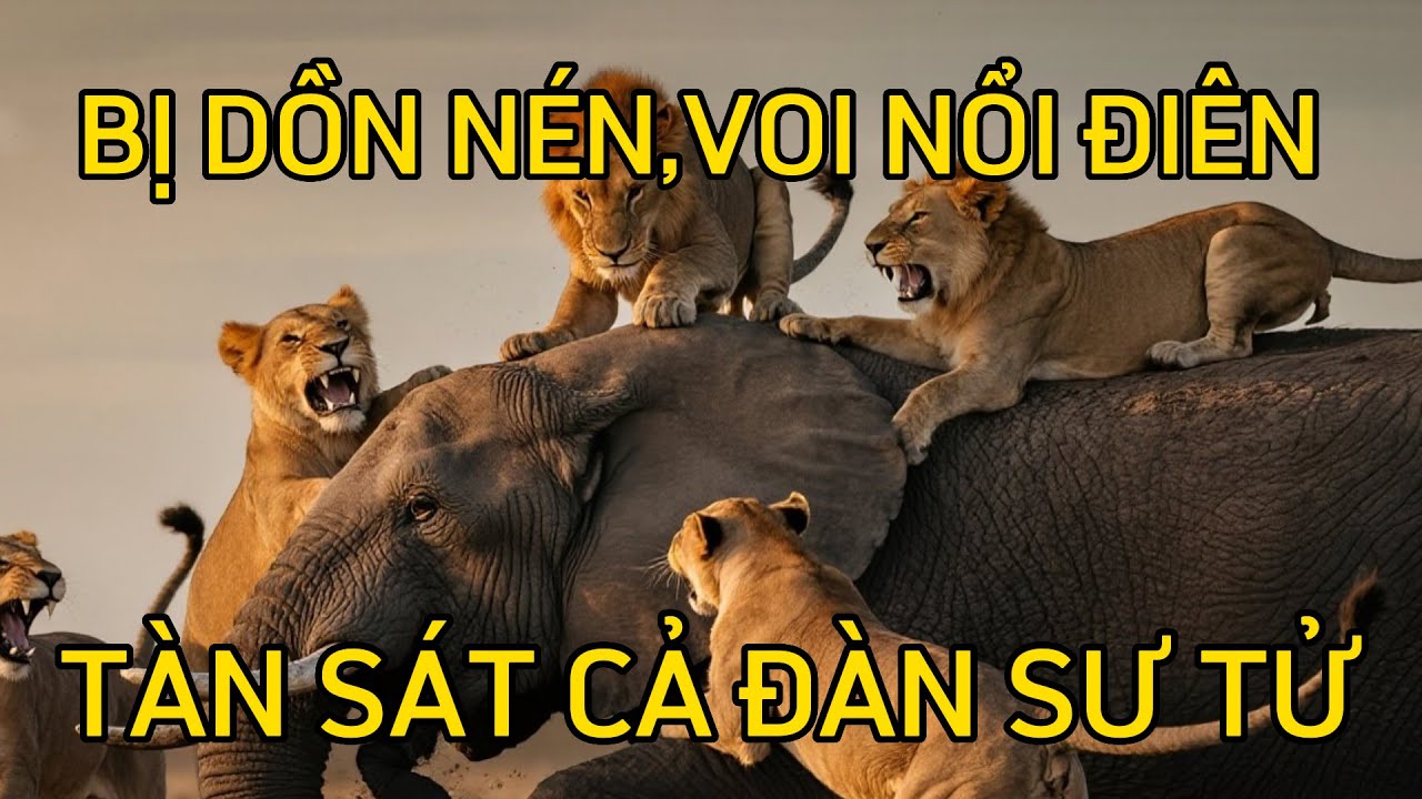 Bị Dồn Đến Đường Cùng,Con Voi Nổi Điên Tàn Sát Cả Đàn Sư Tử!