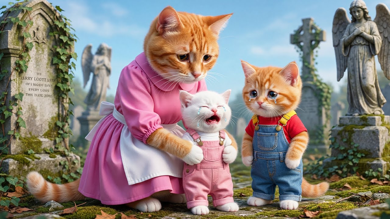 🐱💖 From Lonely to Loved: Mama Cat & Kitten Rescue a Stray Cat Near a Grave and Care for Her ✨