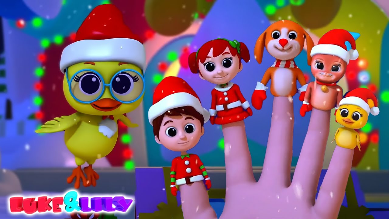 Рождественская семья пальчиков Xmas песни и русском потешки для детей - Luke And Lily