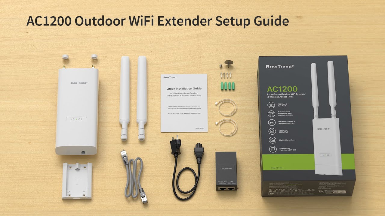 BrosTrend AC1200 Long-Range Outdoor WiFi Extender, Extend Your WiFi Outdoors