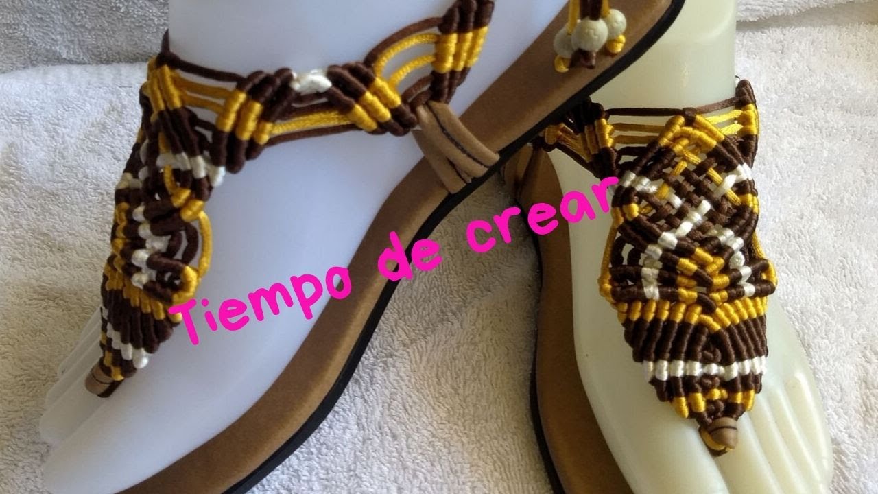 Sandalia en MACRAME  con COLA DE RATA, paso a paso