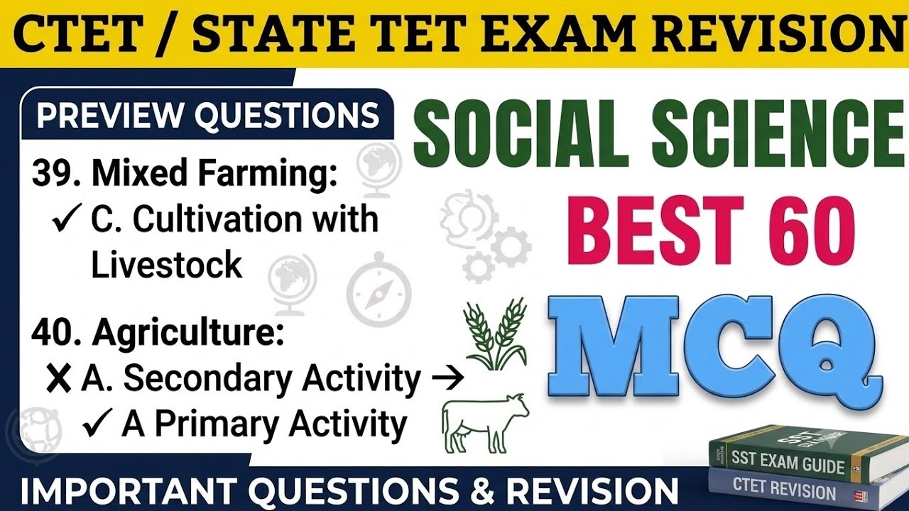 CTET Social Science Important MCQs | Part 2 | Paper 1 & Paper 2 | MCQ for #CTET Exam