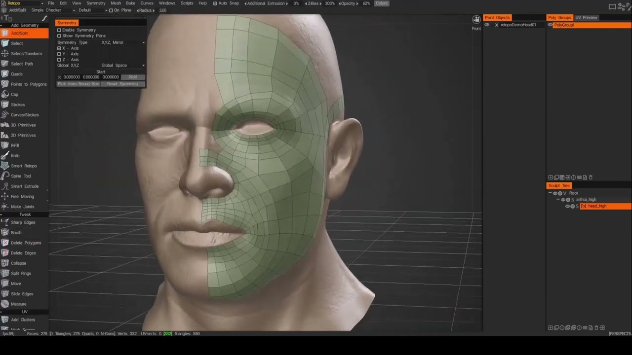 3D Coat - Manual vs Auto-retopology.  A quick look.