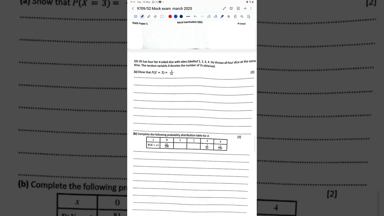 Mack exam March 9709/52 / 2025 Q(4 to 7)