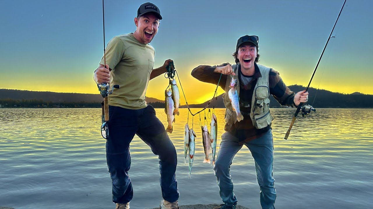 A Slow Bite Turned into a FISH FRENZY!  Mountain Fishing! (Rainbow Trout CATCH & COOK!)