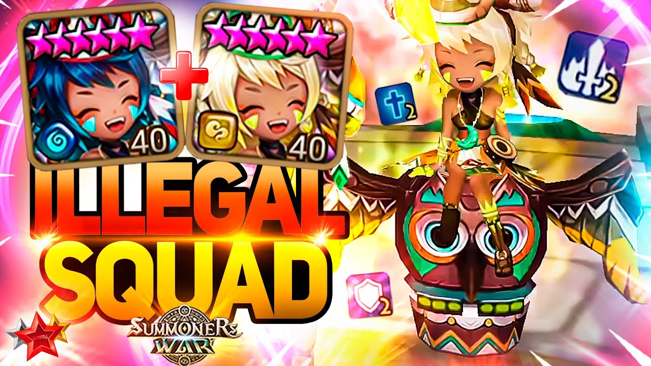 ILLEGAL HEAL SQUAD with Wind + Water Totemist - Summoners War