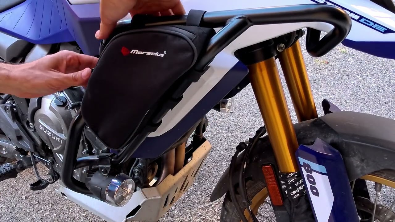 Suzuki V-Strom 800, cheapest side bags for OEM crash bars – Marselus (unboxing, relaxing, ASMR)