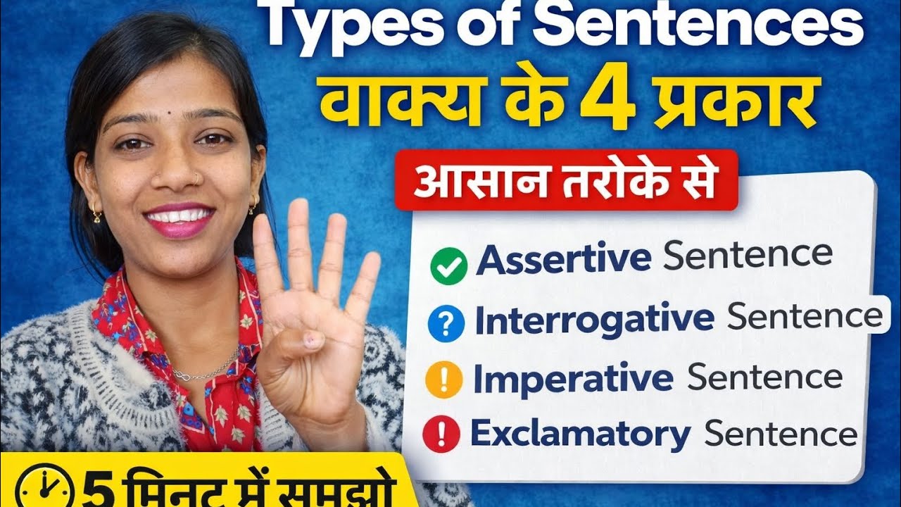 Types of Sentences in English | वाक्य के 4 प्रकार आसान तरीके से | Learn English With Sandhya |