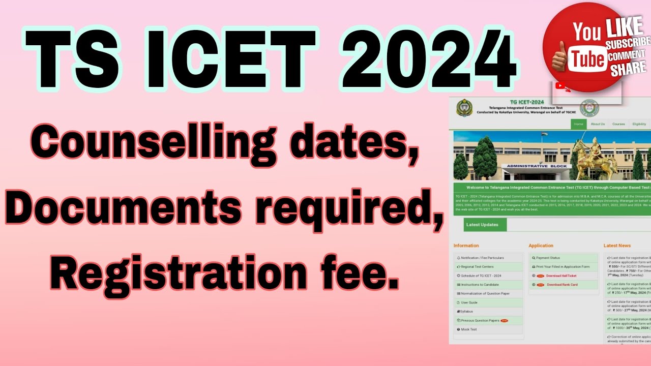 TS ICET 2024 Counselling dates , Documents required,  Registration fee..#icet #counselling