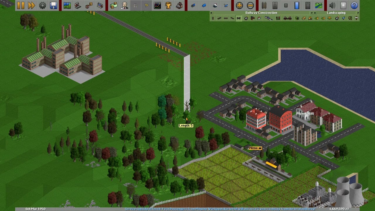 OpenTTD: Pierwsza trasa