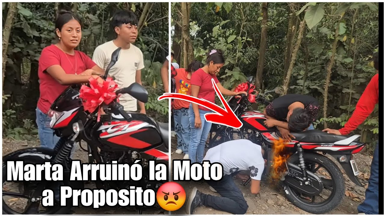 Al ver que la moto no era para ella marta aventó la moto entre las patas a roma😱
