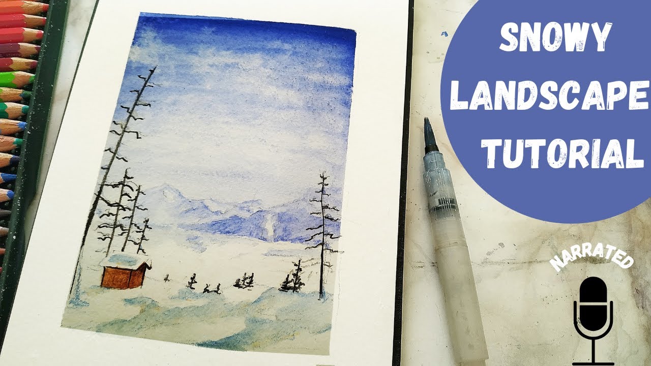 How to paint a landscape using watercolour pencils