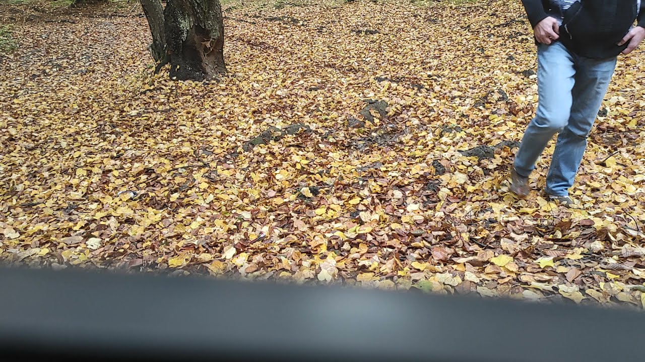 Walk in forest mud with white socks and blue jeans