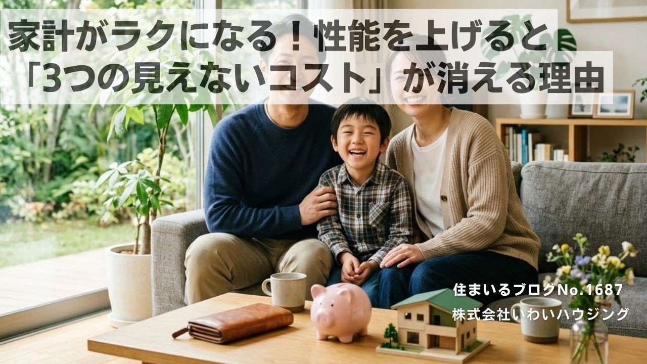 20260312 家計がラクになる！性能を上げると「3つの見えないコスト」が消える理由| 愛知県一宮市 いわいハウジング一級建築士事務所
