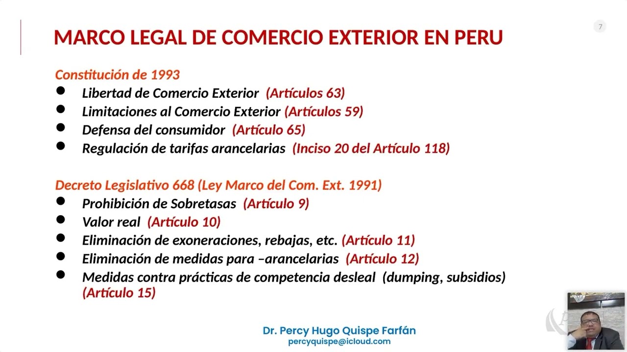 Marco legal administración aduanera. FARFAN, Percy. [18 de enero de 2023]