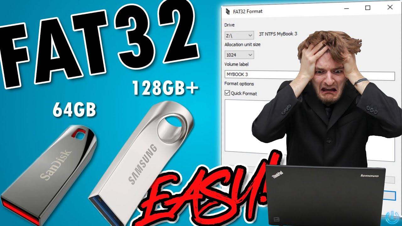 Как отформатировать USB-флеш-накопитель емкостью 64 ГБ, 128 ГБ или больше в FAT32 &mdash; ЛЕГКО!