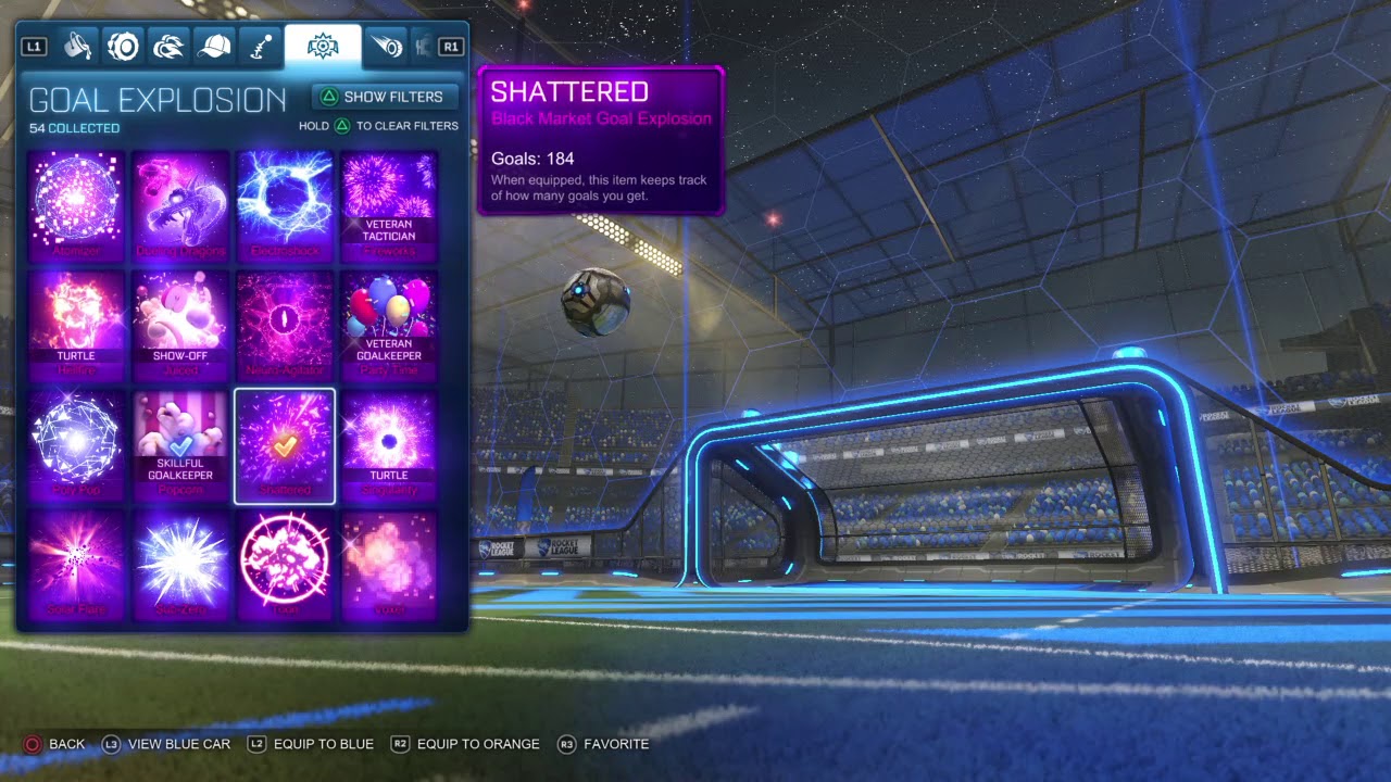 All black market goal explosion in rocket league showcase