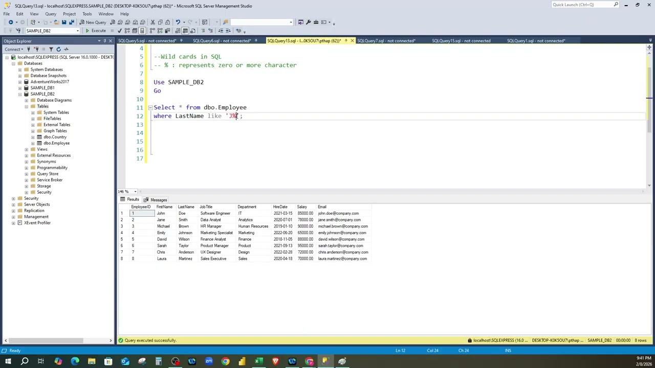 How to use Wild Card in SQL Server