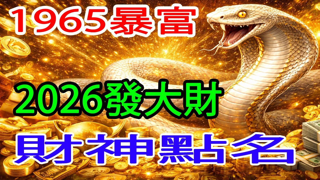 《天降財局！1965年屬蛇，2026年財神點名，注定發一筆大的！》#1965年屬蛇 #乙巳蛇 #屬蛇2026年運勢 #生肖蛇 #財神到 #橫財來 #一夜翻富