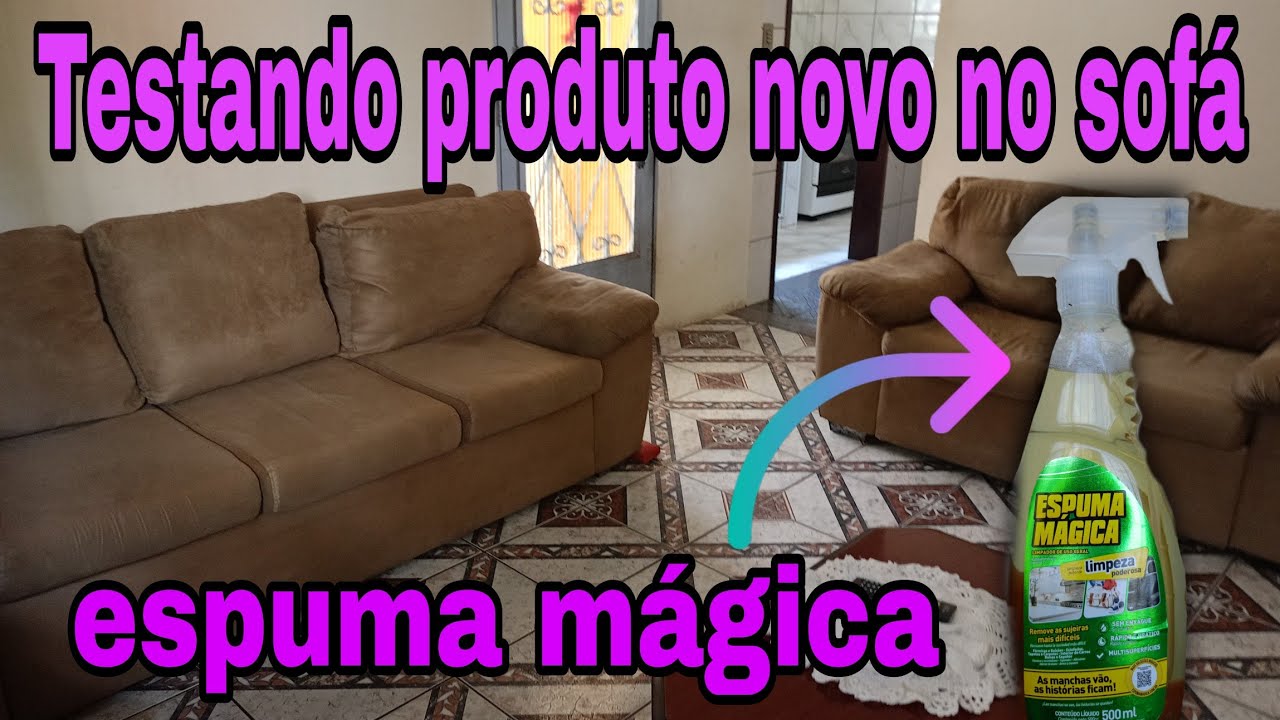 TESTANDO ESPUMA MÁGICA NO SOFÁ QUE ESTÁ UM NOJO DE TANTO GRUDE | será que funciona mesmo?