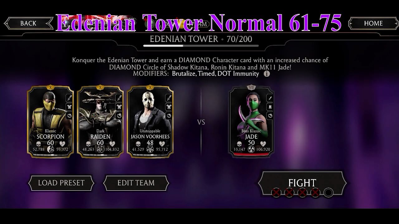 MK11 | Edenian Tower Normal 61-75 (Boss Battle 70)+ Rewards |