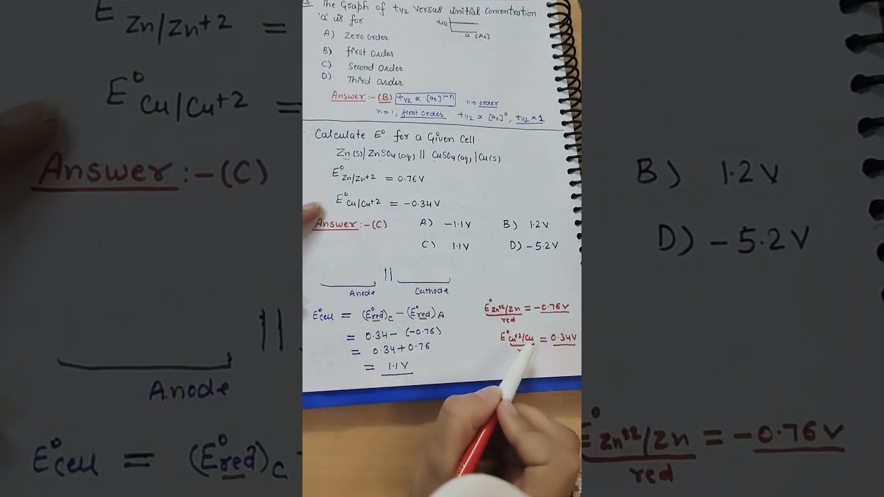Calculate E&deg;cell for given cell | Electrochemistry #shorts #neet #jee #cbse #cuet #nda #iitjee