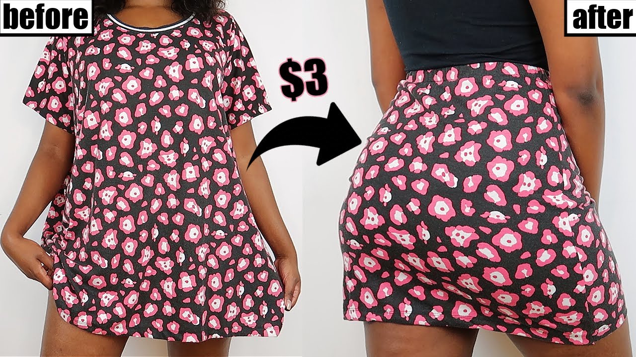 How To Turn an Old T-Shirt into a Mini Skirt | EASY CLOTHING DIY
