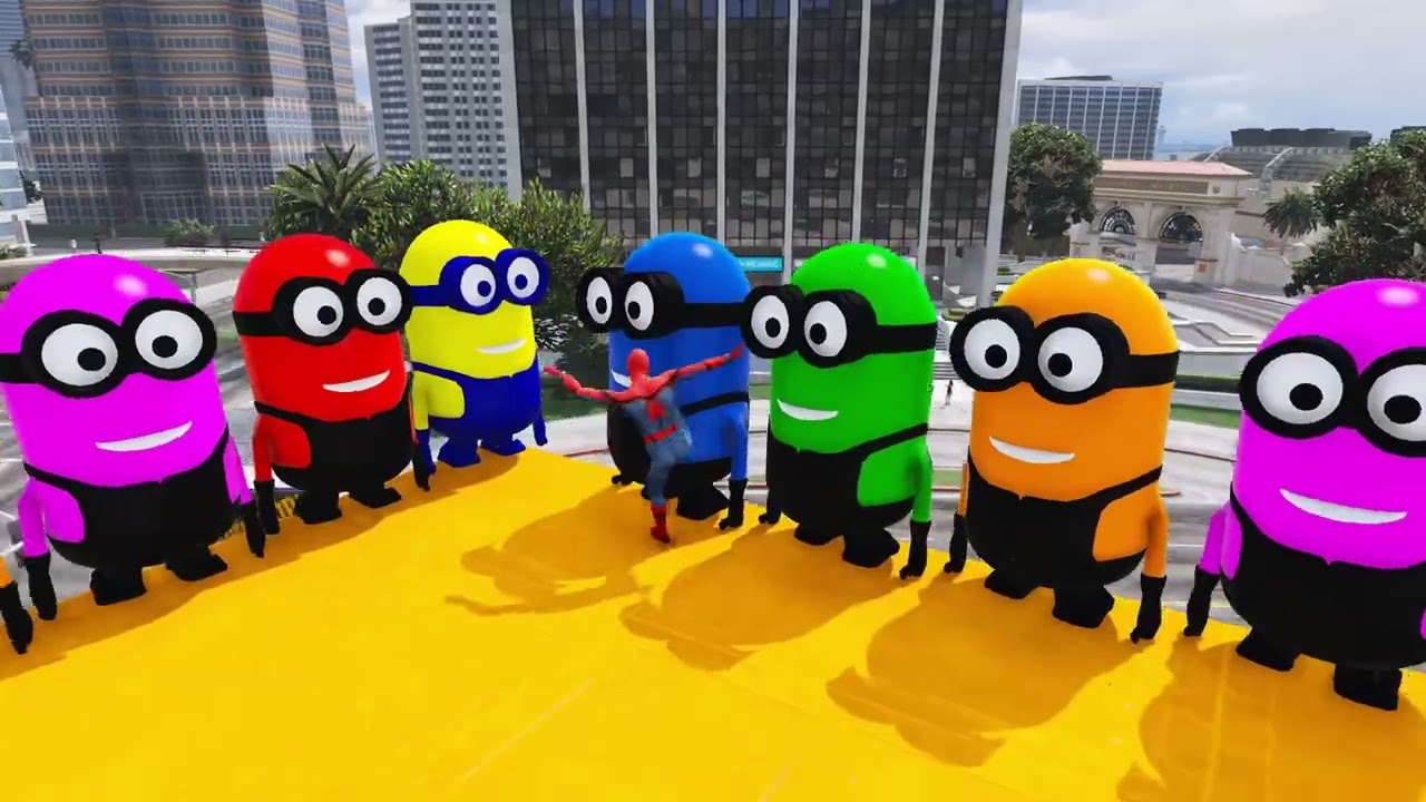 GTA 5 Epic Ragdolls RED SPIDERMAN VS RED MINION VS GREEN MINIONEuphoria Physics & Funny Fails