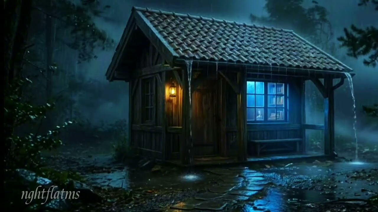 ASMR Rainstorm on a Small Roof Cabin 🌧️ Cozy Night Rain Sounds for Sleep