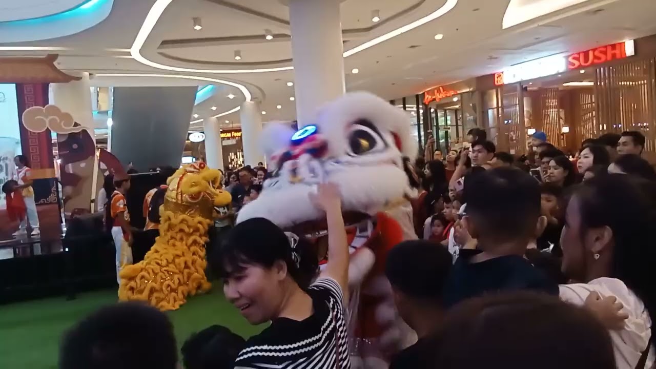 Acara atraksi tradisional barongsai Yuwen perfrmnce di center atrium gaia bumi raya city mall 