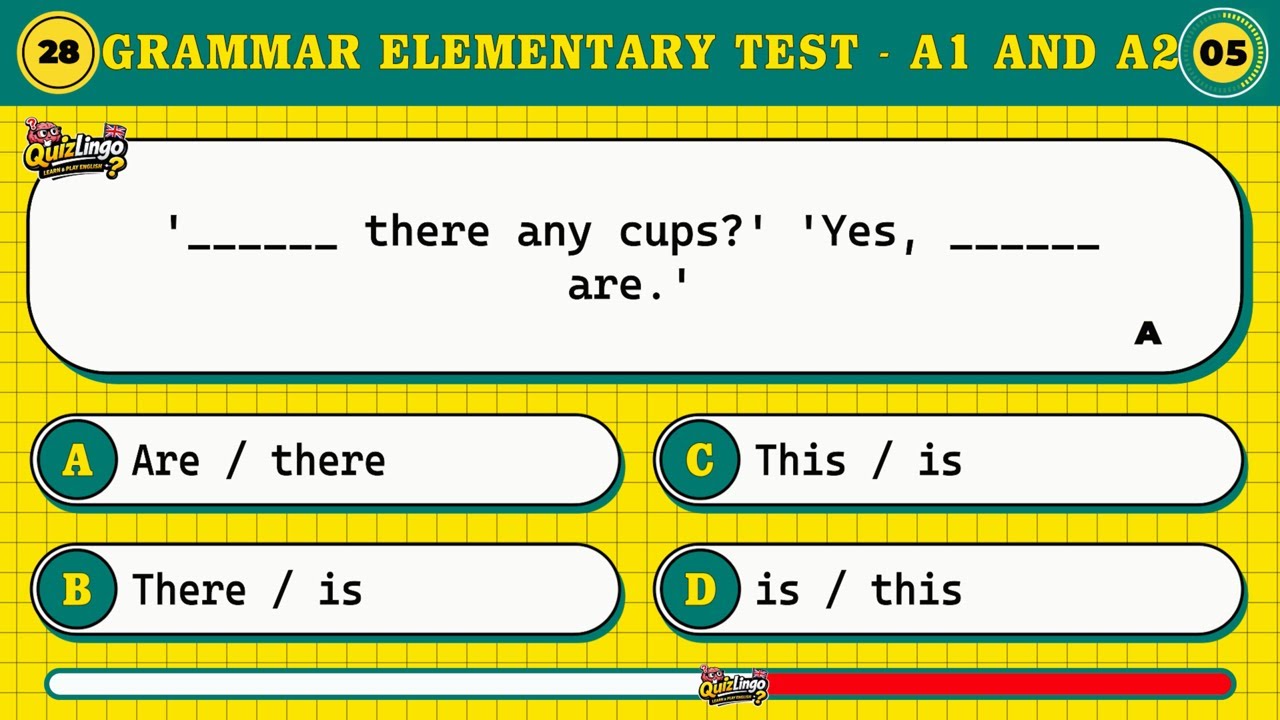 Test Your English! A1–A2 Grammar Quiz with 101 Questions #4