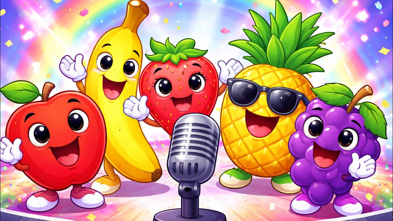 Singing Fruits Show 🍎🍌🍓🍍🍇 | Fun Kids Song & Fruit Music