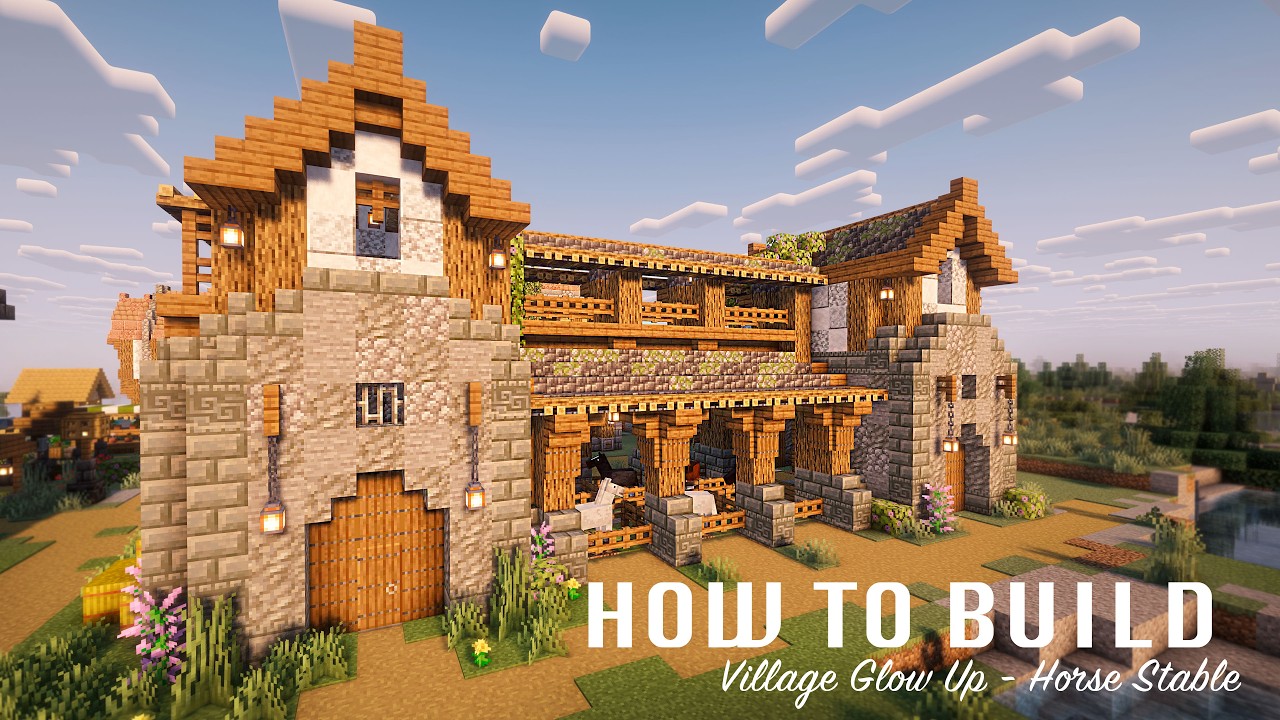 How to Build a Medieval Horse Stable | Minecraft | Village Glow Up 5