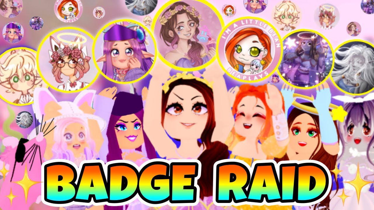 BADGE RAIDING ROYALE HIGH SERVERS😱w/ BeaPlays Roblox, Suzy Builds, Maf & Fer