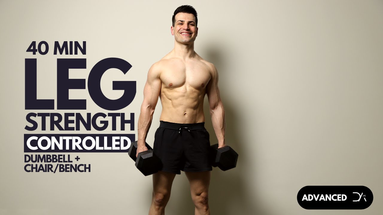 40 Min STRONG Dumbbell LEG workout (Dumbbell + Chair | No Jump)