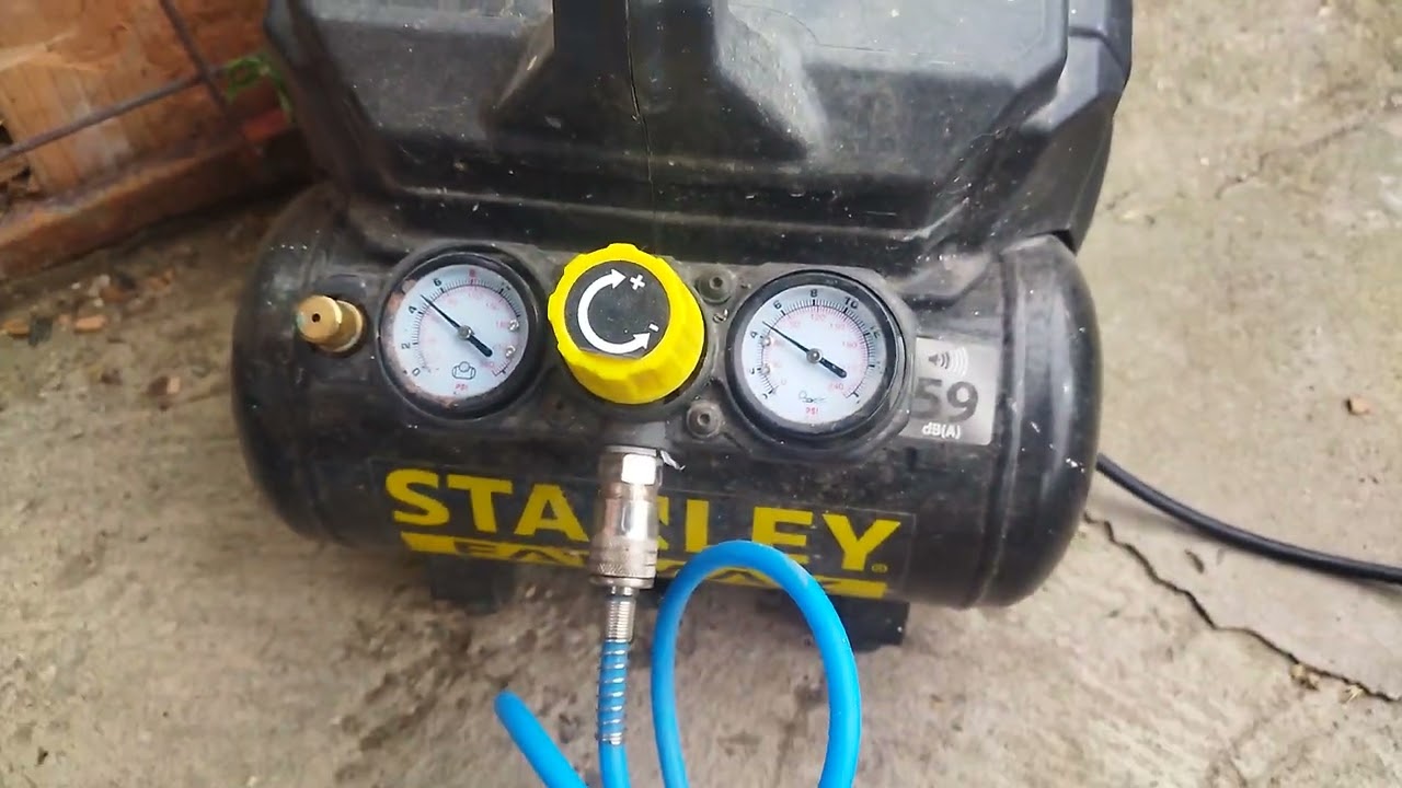 Can A Stanley Fatmax Silent Air Compressor Inflate A Mustang 930A SkidSteer Tire To 2,8 BAR -- Test