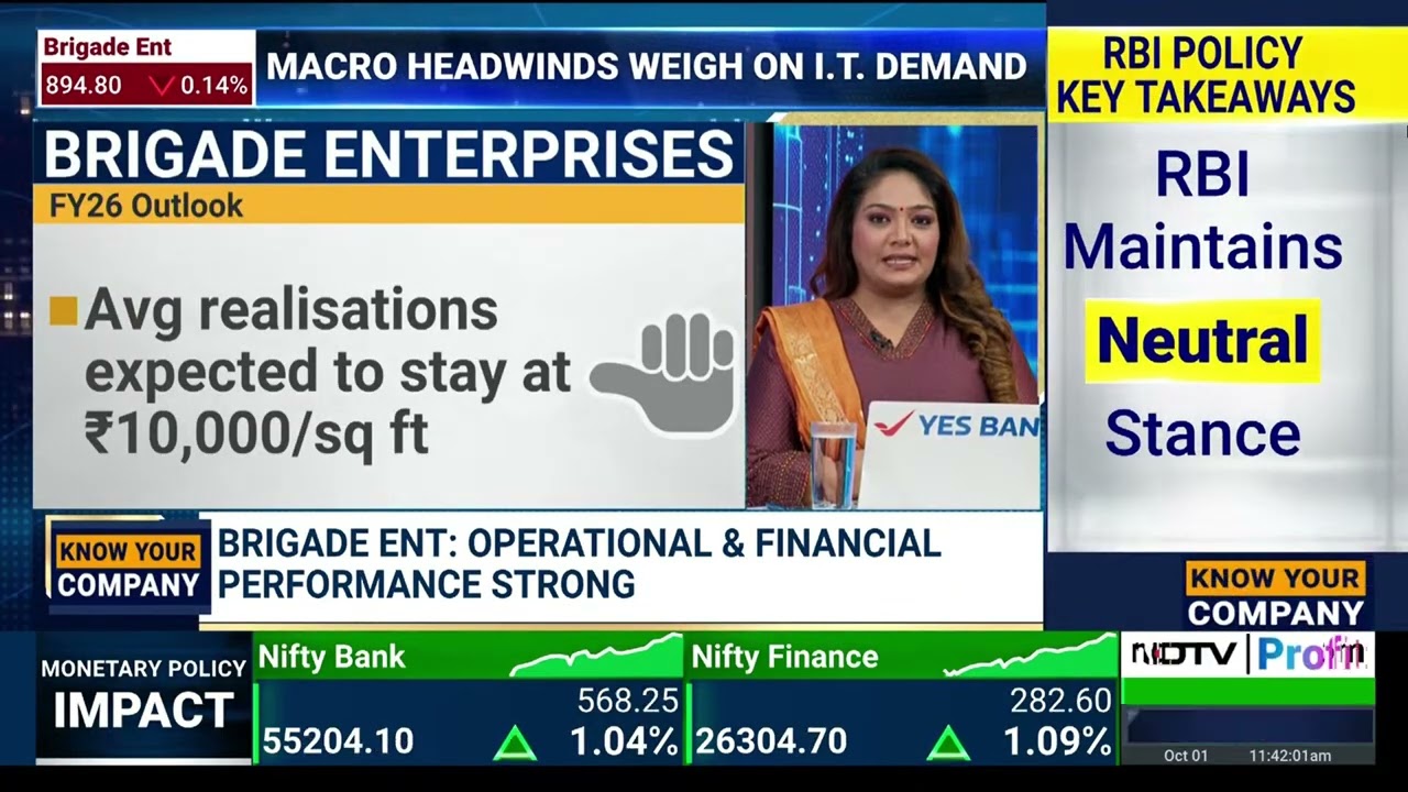 M R Jaishankar, Executive Chairman, Brigade Group | NDTV Profit | October 1, 2025