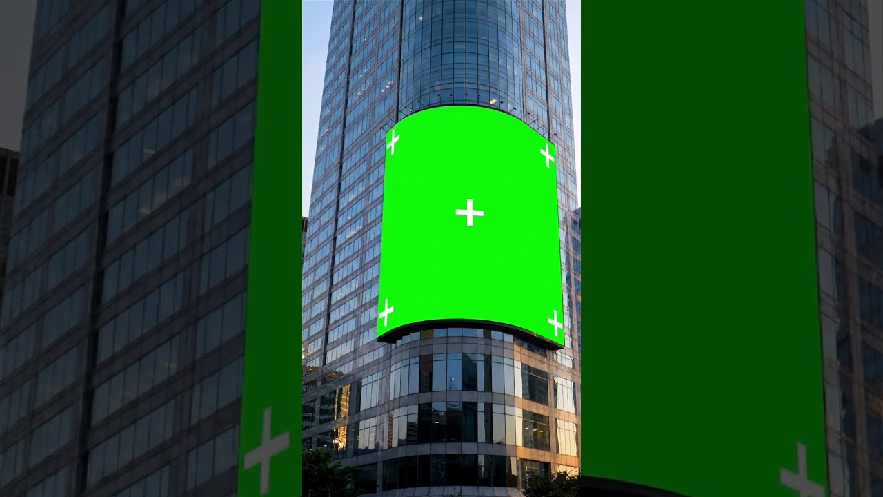 LED Billboard on Building Corner Green Screen Effect #greenscreen #chromakey #tracking
