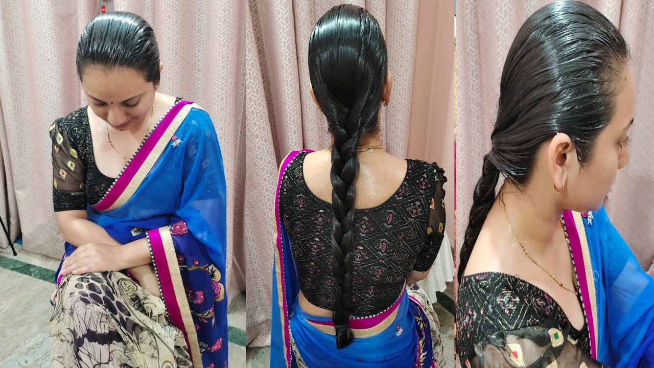 “300ml Heavy Oiling & Sleek Hair Styling | Braid & Bun Transformations 💆‍♀️✨”
